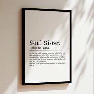 Soul Sister Definition Print Best Friend Gifts Friendship Gift Friendship Print Gifts For Her Sister Gifts Best Friend Print image 2