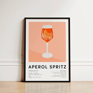 Impresión de Aperol Spritz, impresión de cóctel, póster de cóctel, impresiones de cocina, regalo de cóctel, póster de Aperol Spritz, arte de pared de cocina, regalo para ella
