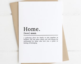 Home Definition Card | New Home Card | Congratulations Card | Dictionary Style Card | Housewarming Card | New Home Greetings Card | A6