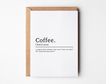 Coffee Definition Birthday Card For Coffee Lover | Coffee Card | Funny Birthday Card | Coffee Lover Birthday Card | Funny Coffee Quotes | A6