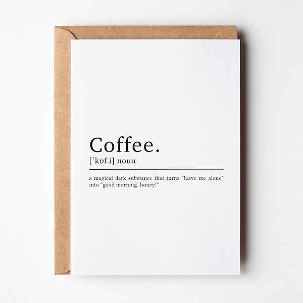 Coffee Definition Birthday Card For Coffee Lover | Coffee Card | Funny Birthday Card | Coffee Lover Birthday Card | Funny Coffee Quotes | A6