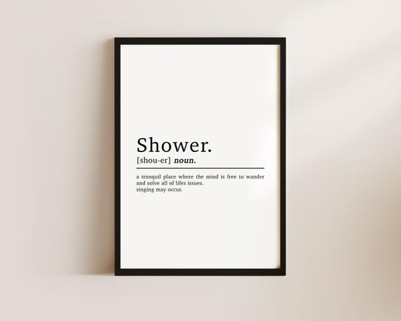 Bathroom Prints, Shower Definition, Bathroom Wall Art, Bathroom Decor, Bathroom Art, Bathroom Accessories, Shower Print, Bathroom Wall Decor