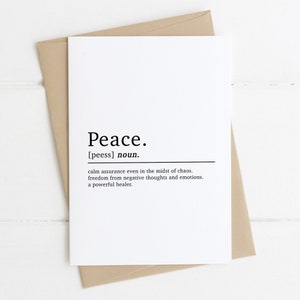 Carte de définition de paix | Cartes de pleine conscience | Carte Meilleur ami | Cartes de positivité | Cartes d'anniversaire inspirantes | Carte Nouveau départ | A6