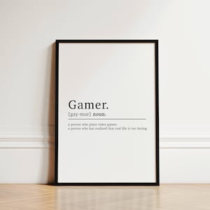 Gamer Gifts, Gamer Definition, Gaming Gifts, Gaming Prints, Gaming Poster, Gaming Wall Art, Gaming Room Decor, Boys Bedroom Decor, Game Art