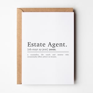 Carte de définition pour agent immobilier, Carte de remerciement pour agent immobilier, Carte de départ amusante pour agents immobiliers, Carte de remerciement, Carte pour agent immobilier