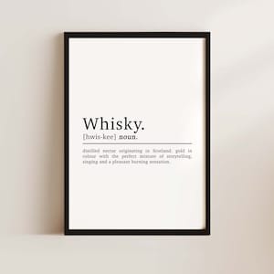 Impression de whisky, définition du whisky, cadeaux whisky pour lui, cadeaux whisky, oeuvre d'art sur le whisky, oeuvre d'art murale whisky, affiche de whisky, cadeaux pour papa, oeuvre d'art pour le bureau