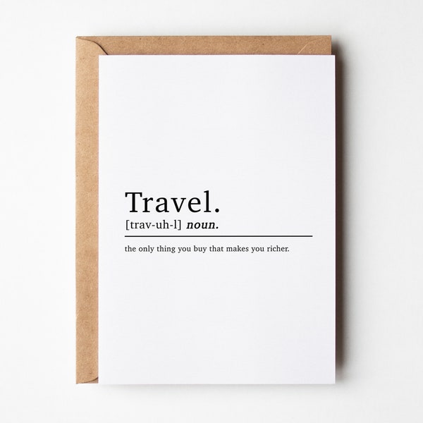 Travel Card | Travel Definition | Travel Birthday Card | Travelling Card | Bon Voyage Cards | Card For Best Friend | Adventure Card | A6