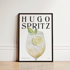 Impresión de cóctel Hugo Spritz, impresión de cocina, póster de cóctel, arte de pared de cocina, regalo de cóctel, póster de Hugo Spritz, obra de arte de cóctel de cocina