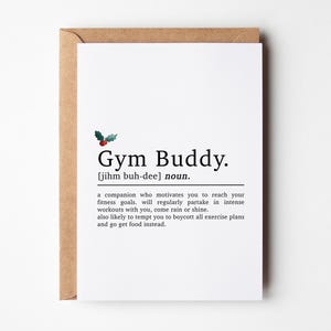 Carte de Noël pour une salle de sport pour amie, Définition d'un ami de gym, Carte pour amis de salle de sport, Carte de Noël de remise en forme, Carte de gym pour elle, Cartes d'amis d'entraînement
