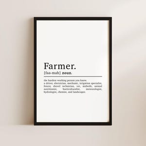 Farmer Gifts, Farmer Definition, Farming Gifts, Farmer Print, Gifts For Farmers, Farmhouse Decor, Farm Gift, Farming Gifts For Men, For Him