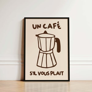 Un Cafe Coffee Kitchen Print, Coffee Print, French Kitchen Poster, Hand Drawn Retro Kitchen Print, Coffee Lover Gifts, Kitchen Wall Art