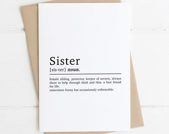 Sister Birthday Card | Card For Sister | Sisters Birthday Card | Birthday Card From Brother | Best Friend Birthday Card | Card From Sister