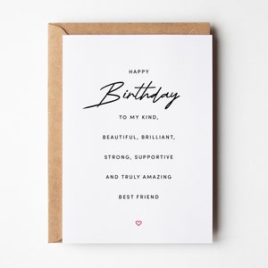 Carte d’anniversaire du meilleur ami | Carte d'anniversaire pour Bestie | Joyeux anniversaire Bestie Carte | Carte d’anniversaire Bestie | Poème du meilleur ami | Carte pour elle