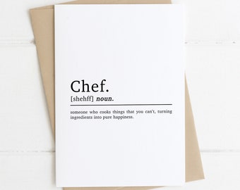 Chef Definition Card | Bestie Birthday Gift (Digital Download PDF)