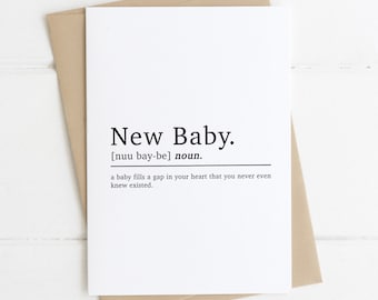 Nouvelle carte bébé | Définition du nouveau bébé | Carte de douche de bébé | Carte d'arrivée | Carte pour les nouveaux parents | Félicitations nouvelle carte bébé | A6