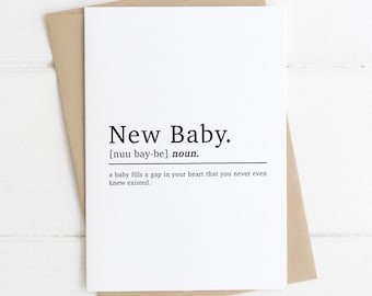 New Baby Card | New Baby Definition | Baby Shower Card | New Arrival Card | Card For New Parents | Congratulations New Baby Card | A6