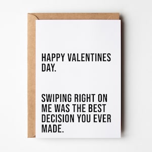 Boyfriend Valentines Day Card, Swipe Right, Funny Valentines Day Card, Tinder Valentines Day Card, Valentines Card For Him, Bumble, Hinge