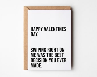 Boyfriend Valentines Day Card, Swipe Right, Funny Valentines Day Card, Tinder Valentines Day Card, Valentines Card For Him, Bumble, Hinge