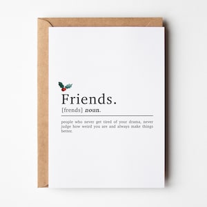 Carte de Noël meilleur ami, définition d'amis, carte de Noël pour ami, carte de Noël d'un ami, carte d'amitié de Noël, cadeau de Noël pour elle