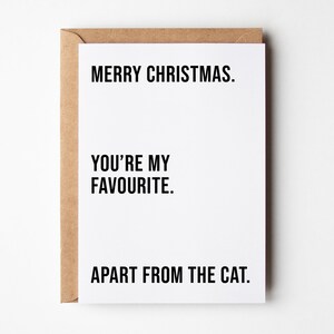 Carte de Noël drôle de petit ami, préférée à part le chat, carte de Noël chat, cartes de Noël pour lui, carte papa chat, Noël maman chat