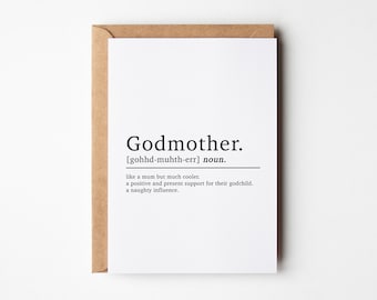 Godmother Definition Birthday Card | Godmother Card | Card For Godmother | Fairy Godmother Card | For Her | Godmother Birthday Card