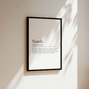 Noob Definition Gaming Print, Gaming Poster, Gaming Gifts, Boys Bedroom Decor, Gaming Decor, Gamer Gifts, Gaming Wall Art, Games Room Print image 3