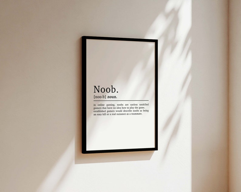 Noob Definition Gaming Print, Gaming Poster, Gaming Gifts, Boys Bedroom Decor, Gaming Decor, Gamer Gifts, Gaming Wall Art, Games Room Print image 3