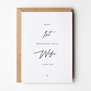 Joyeux 1er anniversaire en tant que carte de ma femme | Carte du premier anniversaire pour femme | Carte d’anniversaire de femme | Carte du premier anniversaire | Pour elle