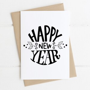 Carte de bonne année | Cartes festives du Nouvel An | Cartes de Noël | Holly Cards | Carte du Nouvel An | Amis Nouvel An | Carte du Nouvel An familial | R6