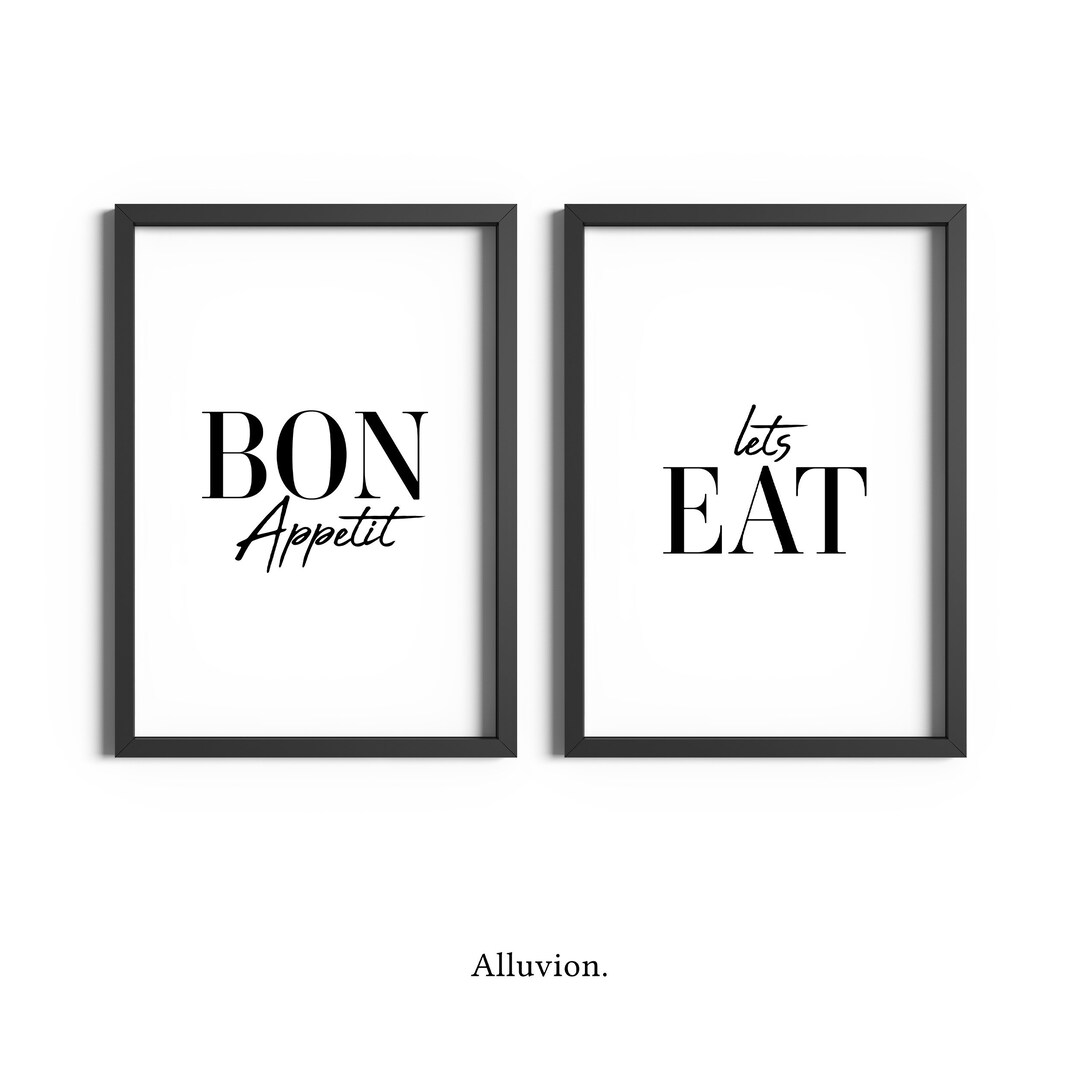 set of 2 bon appetit prints, retro cooking prints,... Dining Room Prints Set of 2 Kitchen Posters | Bon Appetit Sign | Food ...