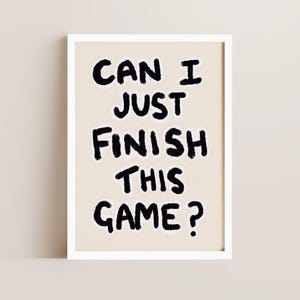 Gaming Poster, Gamer Gift, Hand Drawn Oil Pastel Print White Frame