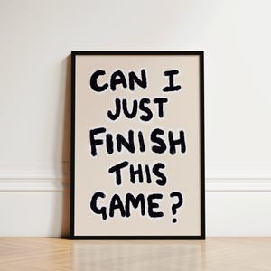 Gaming Poster, Gamer Gift, Hand Drawn Oil Pastel Print image 1
