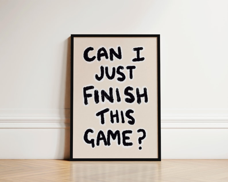 Gaming Poster, Gamer Gift, Hand Drawn Oil Pastel Print image 1