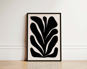 Moody Botanical Art, Organic Shapes, Large Abstract Print, Neutral Abstract Botanical, Neutral Botanical Beige Black Wall Art, Florals