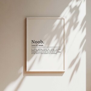 Noob Definition Gaming Print, Gaming Poster, Gaming Gifts, Boys Bedroom Decor, Gaming Decor, Gamer Gifts, Gaming Wall Art, Games Room Print image 6