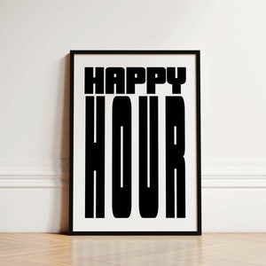 Happy Hour Cocktail Print, Kitchen Print, Cocktail Poster, Kitchen Quote Print, Bar Cart Prints, Happy Hour Poster, Kitchen Wall Art, Gifts
