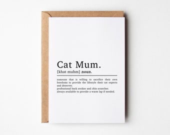 Carte d'anniversaire de maman chat, carte de définition de maman de chat, carte d'anniversaire de petite amie, carte pour des parents de chat, carte de fête des mères de chat, carte d'anniversaire de chat