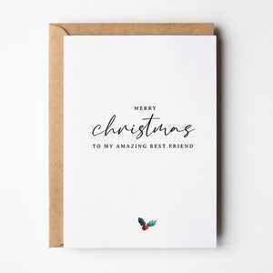 Incroyable carte de Noël du meilleur ami pour elle, carte de joyeux Noël du meilleur ami, carte de Noël simple pour Bestie, carte d’amitié de Joyeux Noël