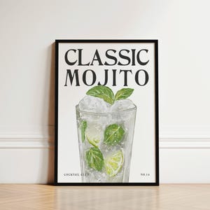 Mojito Print, Cocktail Print, Mojito Poster, Cocktail Poster, Mojito Wall Art, Kitchen Prints, Home Bar Decor, Bar Cart Art Print, Gifts