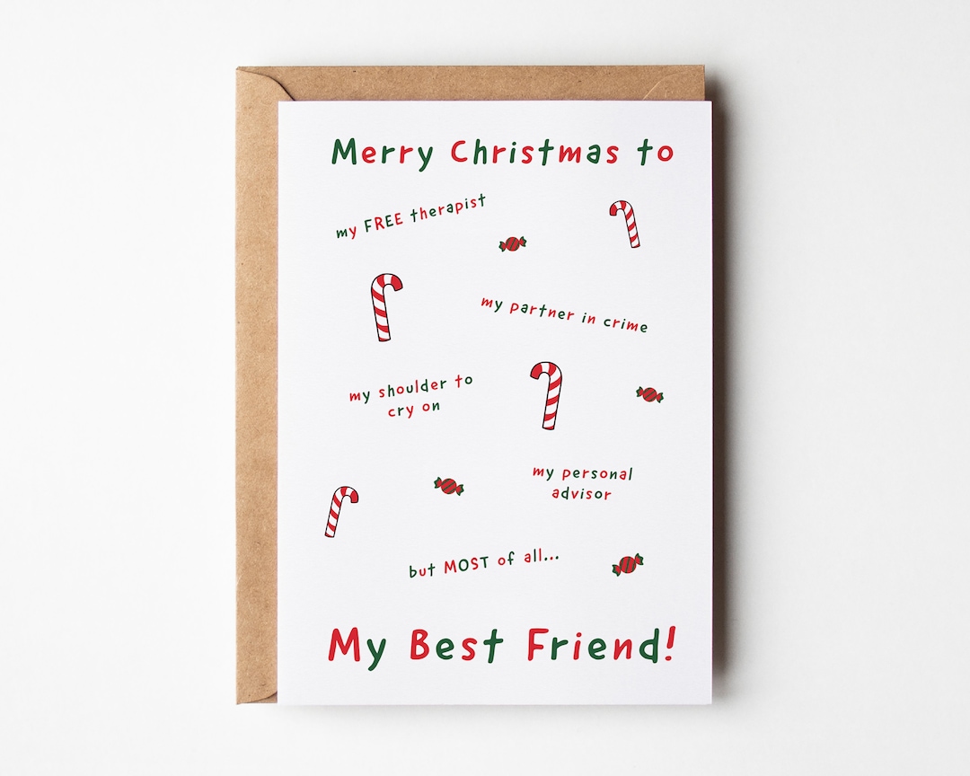 Best Friend Christmas Card Christmas Card for Friends Merry Etsy UK