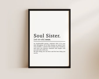 Soul Sister Definition Print Best Friend Gifts | Friendship Gift | Friendship Print | Gifts For Her | Sister Gifts | Best Friend Print