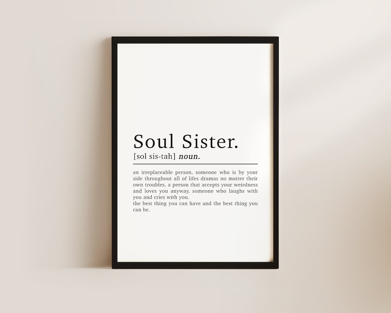 Soul Sister Definition Print Best Friend Gifts Friendship Gift Friendship Print Gifts For Her Sister Gifts Best Friend Print image 1