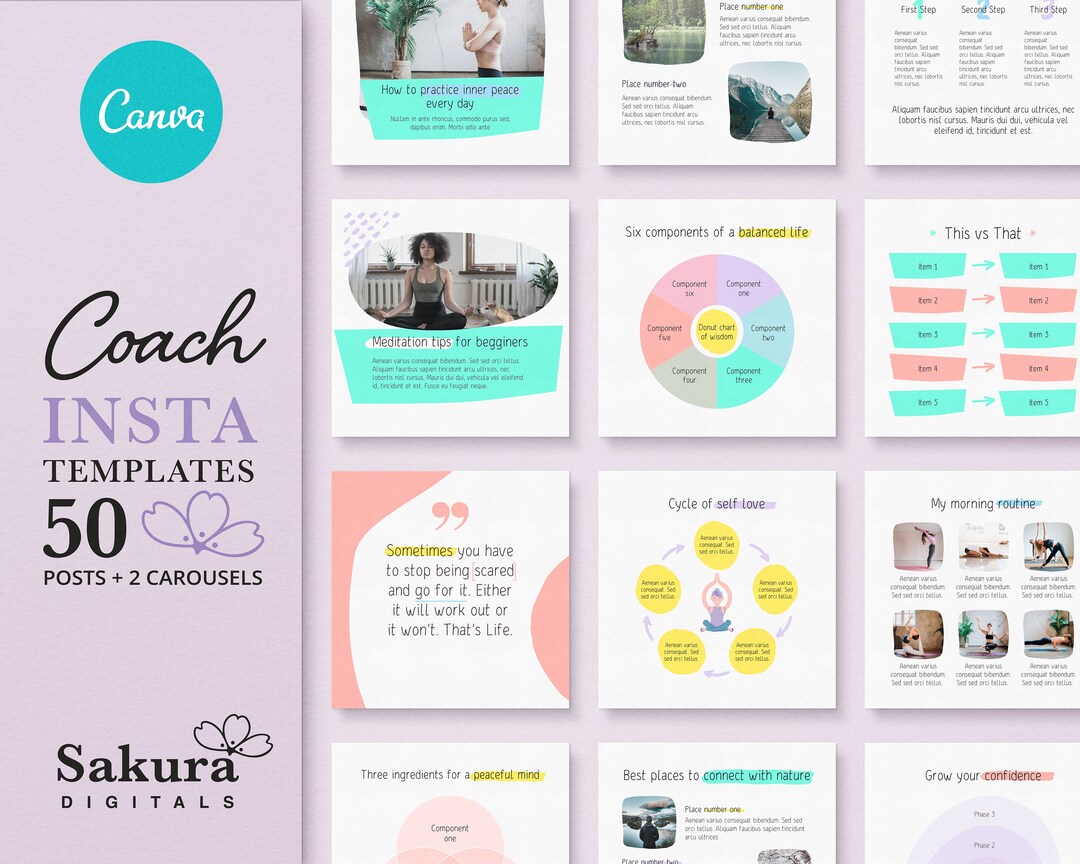 Life Coach Instagram Post Templates for Canva. Life Coaching Templates ...