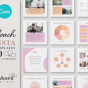 Life Coach Instagram Post Templates for Canva. Life Coaching Templates for Social Media. Coach Templates Pack for Instagram. Coach Bundle