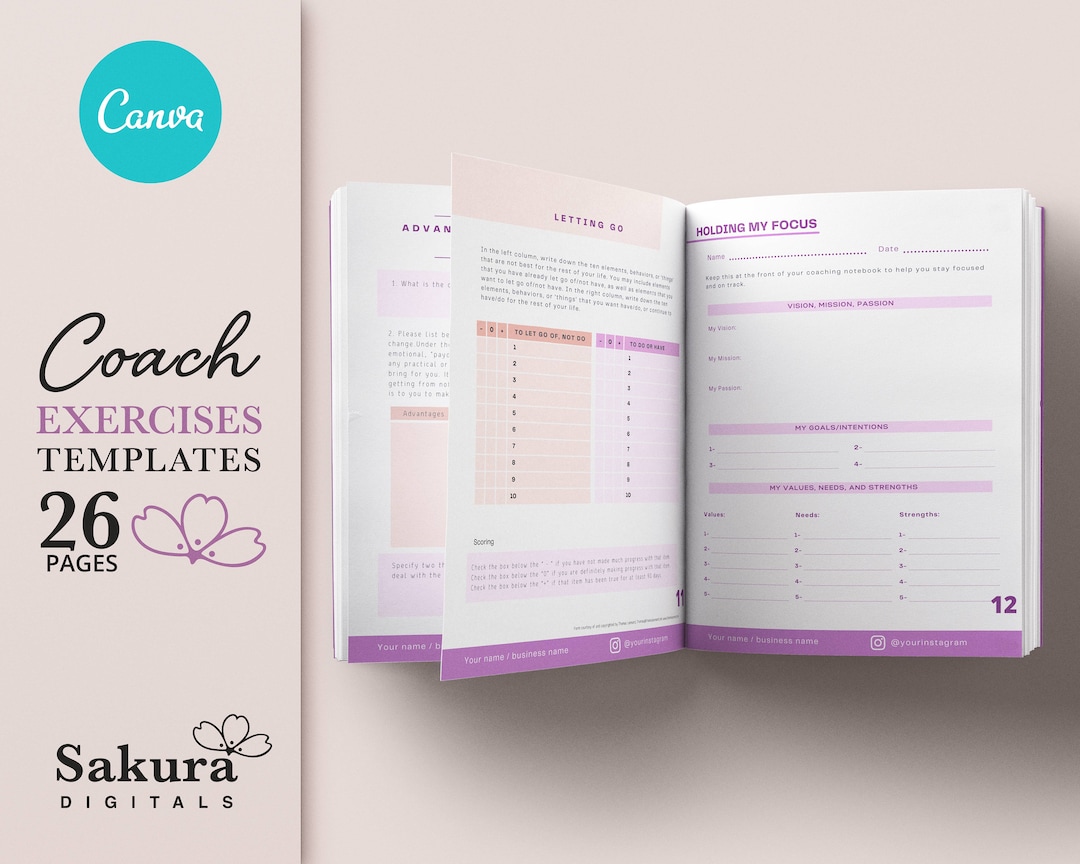 Life Coaching Exercises Ebook | Coach Template Worksheet Editable in ...