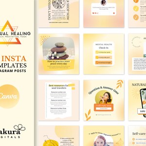 Spiritual Healing Instagram Post Templates for Canva. Life Coach Templates for Social Media. Coach Templates Pack for Instagram. Retro post.