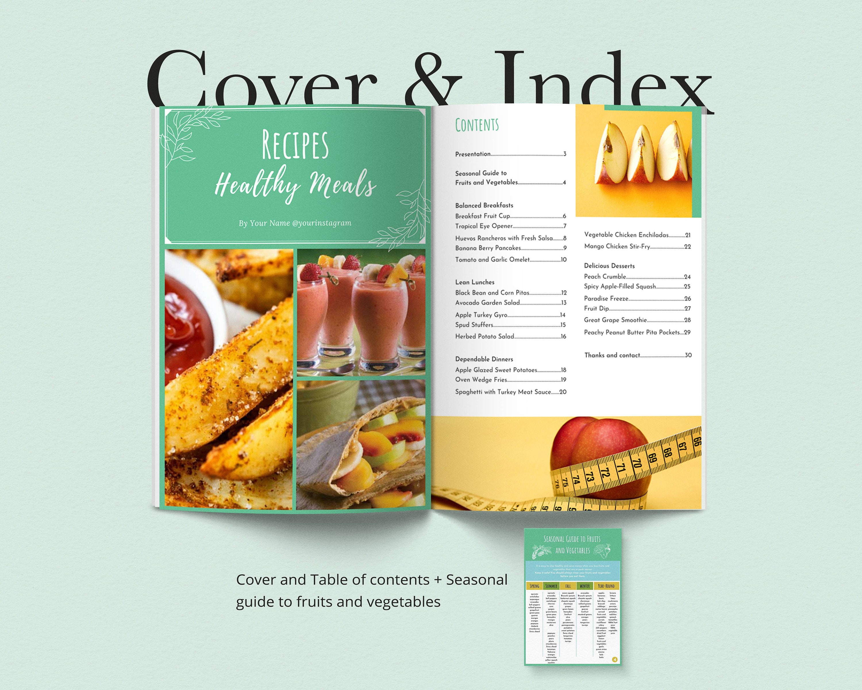 Healthy Recipes PDF eBook Templates Recipe Ebook Editable | Etsy