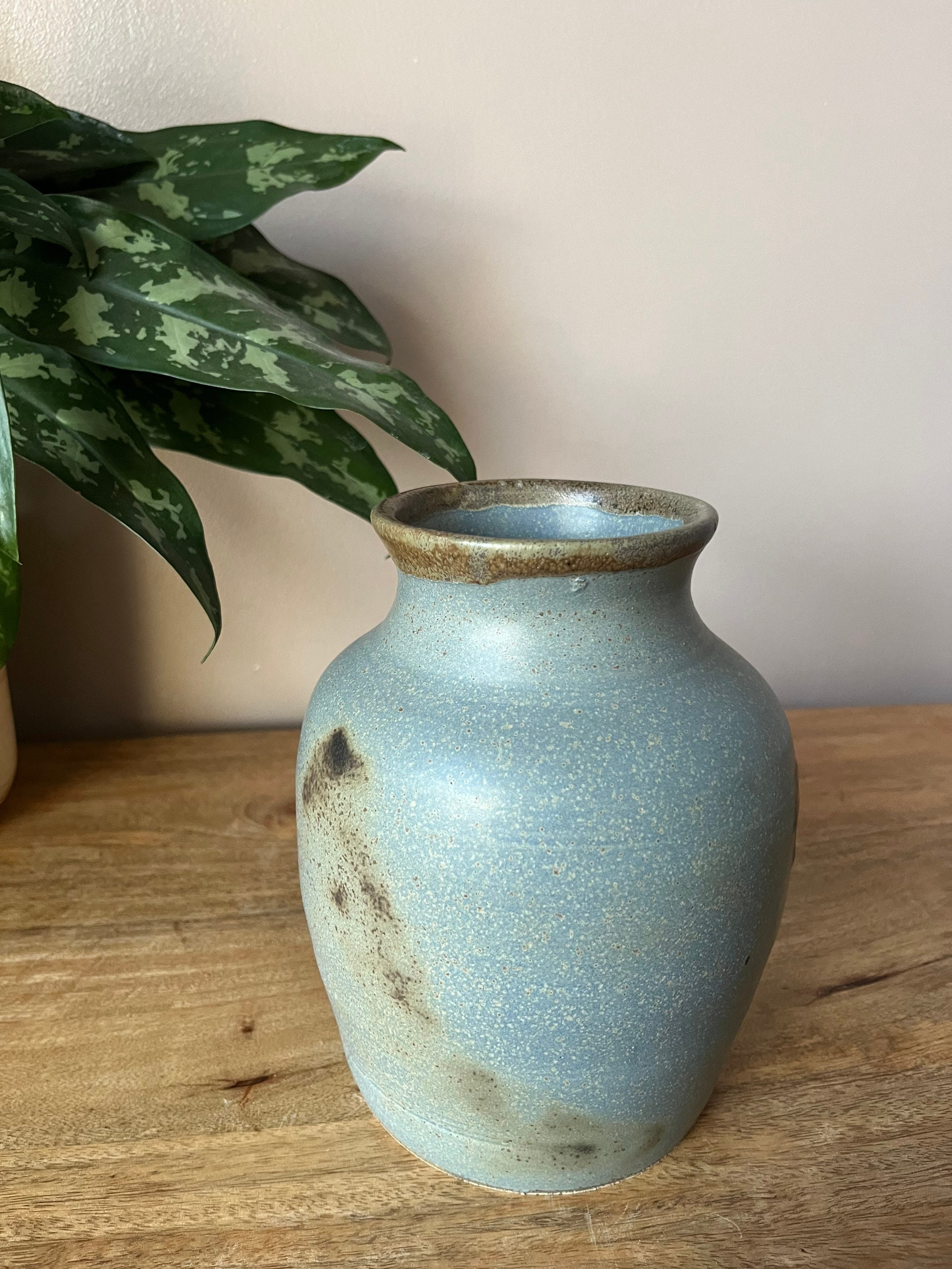 Large Blue Grey Vase Studio Pottery Artist Signed Abstract Etsy UK