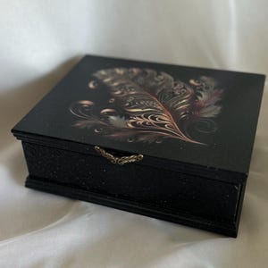 Vintage smyckeskrin, träask, decoupage, handgjord