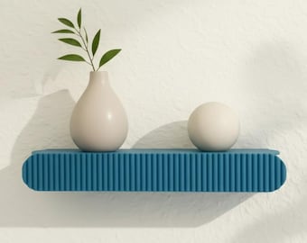 Reversible Fluted Wall Shelf 12" - 3D Printed Nordic Ledge with Dovetail Mount - Scandi Modern Home Decor